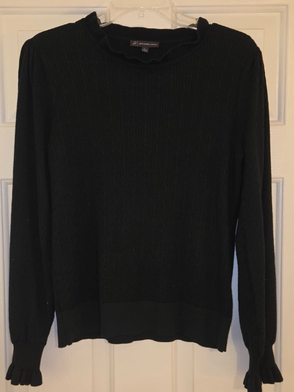 Adrianna Papell Dark Green gathered sleeve, puff shoulder, sz L sweater